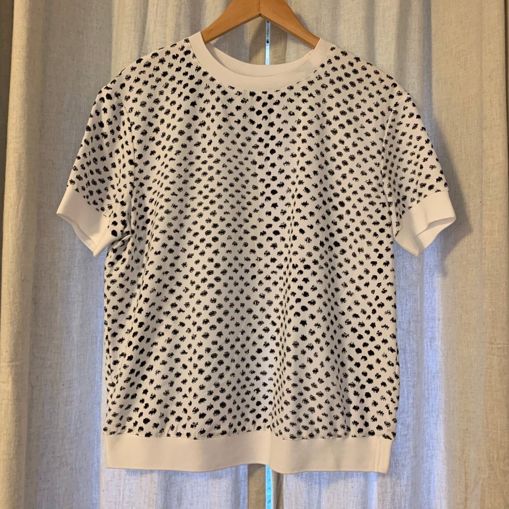 Rachel Zoe Black White Print Short Sleeve Blouse